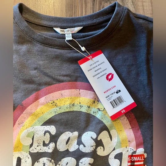 NWT Wild Fox “Easy Does It” Rainbow Sweater XS - Picture 3 of 3